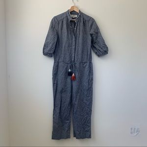 Trovata Blue Jumpsuit with Tassel Detail
